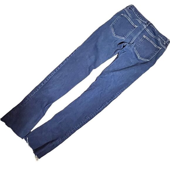 Zara Womens Denim Jeans Medium Rise Skinny Distress Hem Blue Wash 39 - Picture 3 of 10